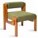 Wooden armchair with pea green upholstery