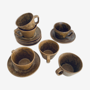 Set of 6 stoneware coffee cups