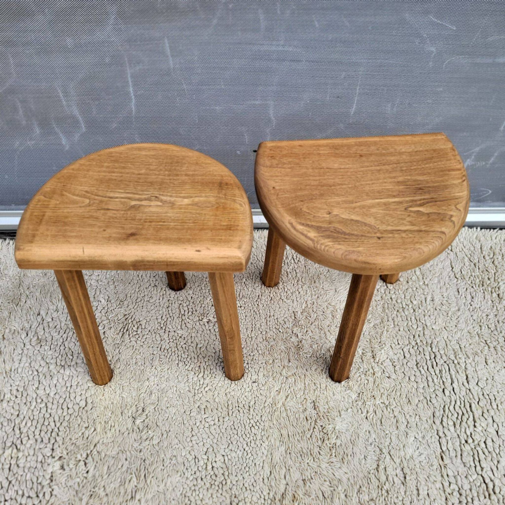 Pair of raw wood milking stools • Brutalist spirit & nature