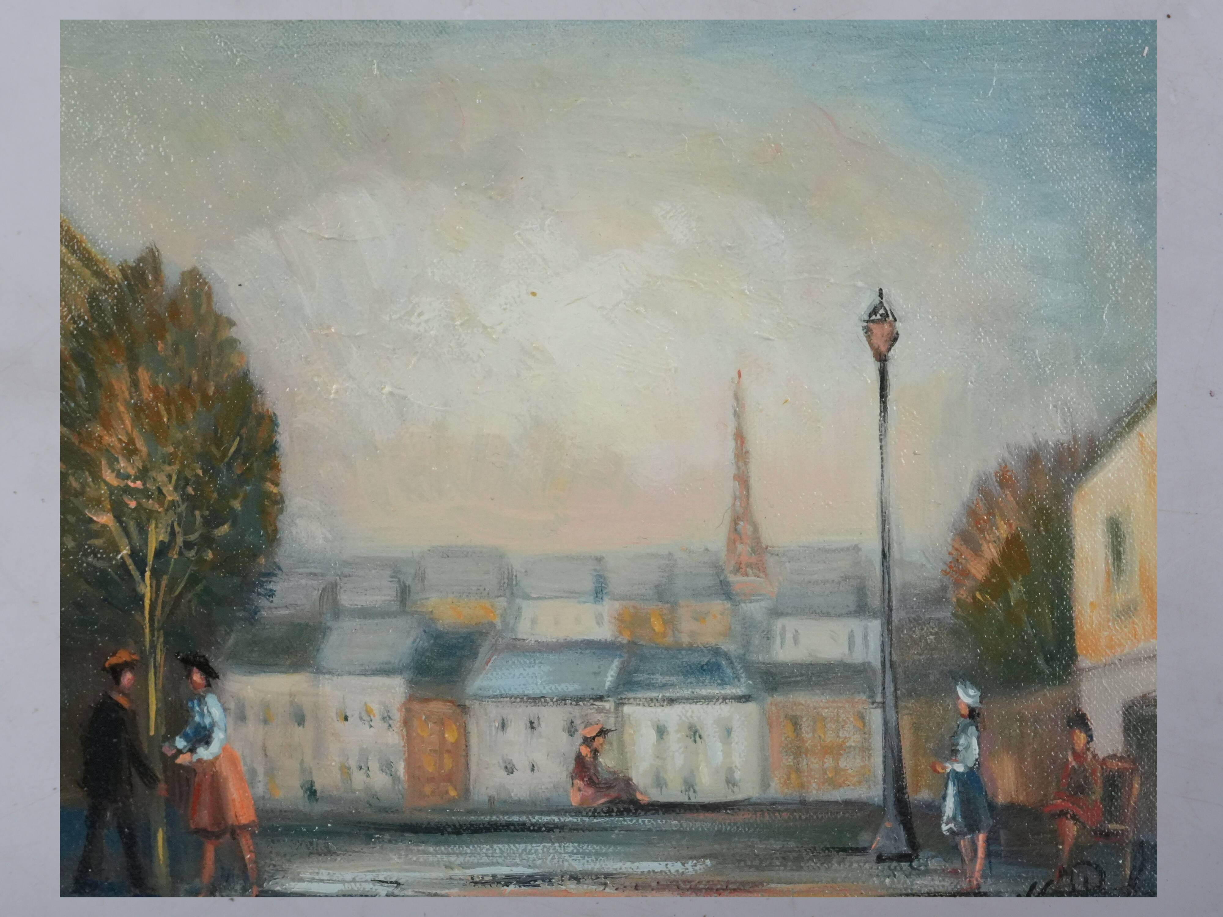Michel Pabois: Paris, view over the rooftops, original oil on canvas signed.