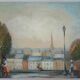 Michel Pabois: Paris, view over the rooftops, original oil on canvas signed.