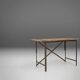 Industrial Side Table with Metal Frame and Wooden Top and Removable Platfor