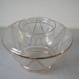 Old 1950s globe lampshade in glass and gilding retro chandelier lighting