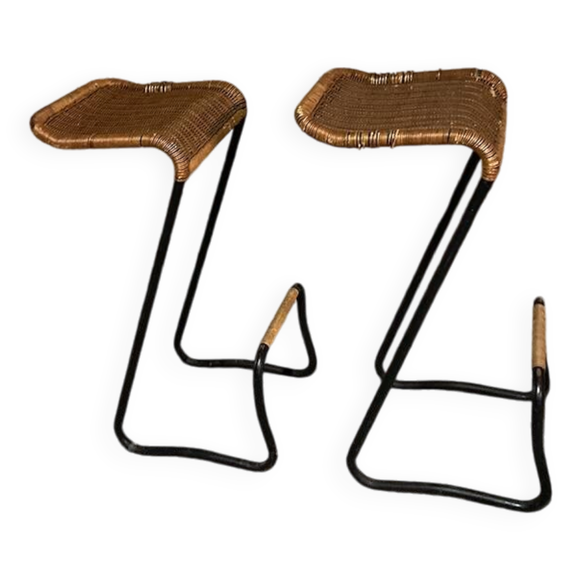 Pair of vintage Louis Sognot bar stools 1950