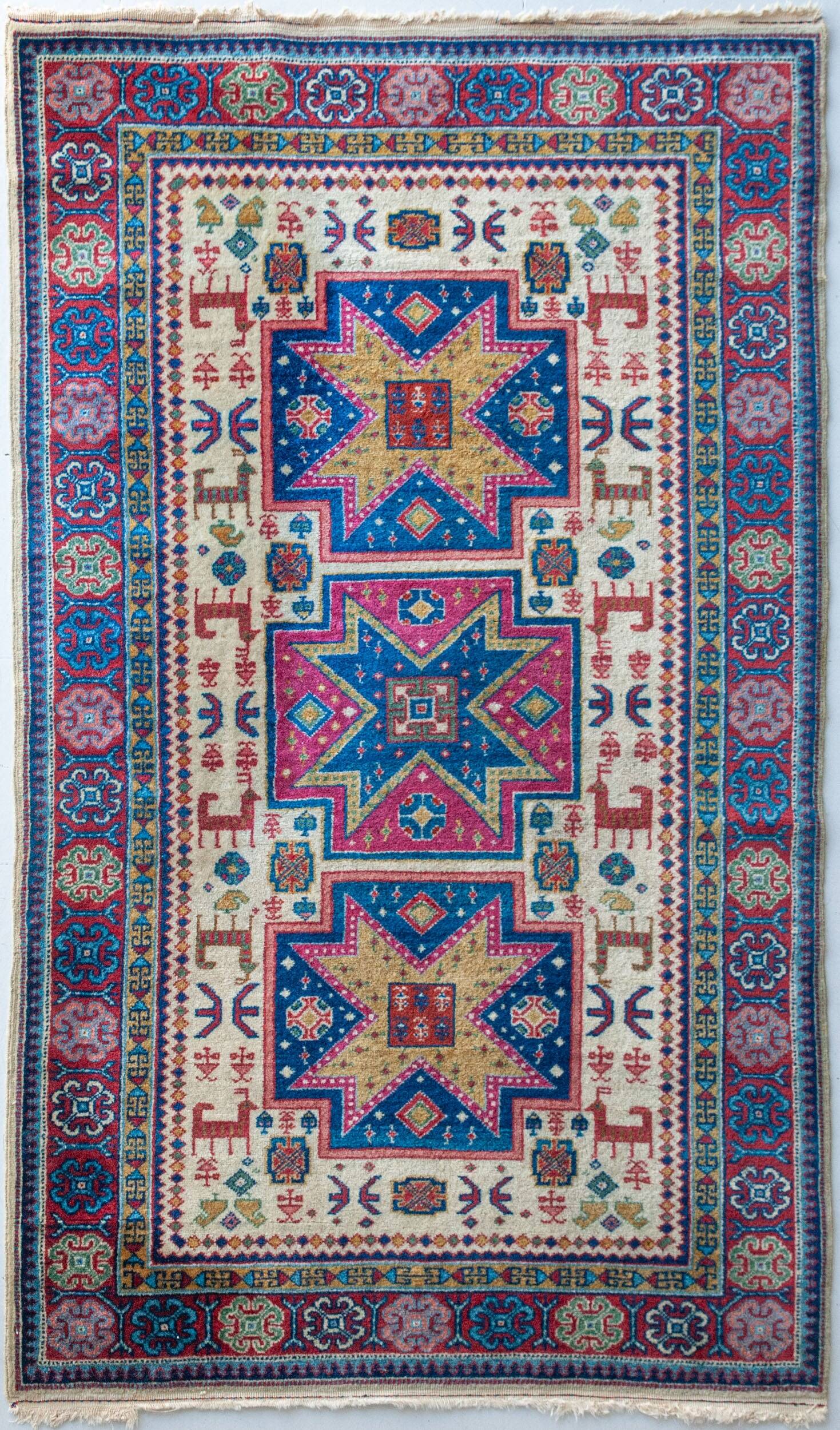 Hand Woven Vintage Eastern Rug - Animal Motifs