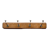 Portemanteau mural vintage en bois - 4 patères en acier