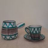 Coffee cup and small milk jug