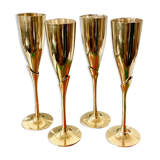 4 brass champagne flutes