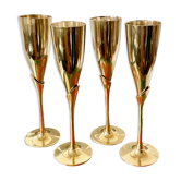 4 brass champagne flutes