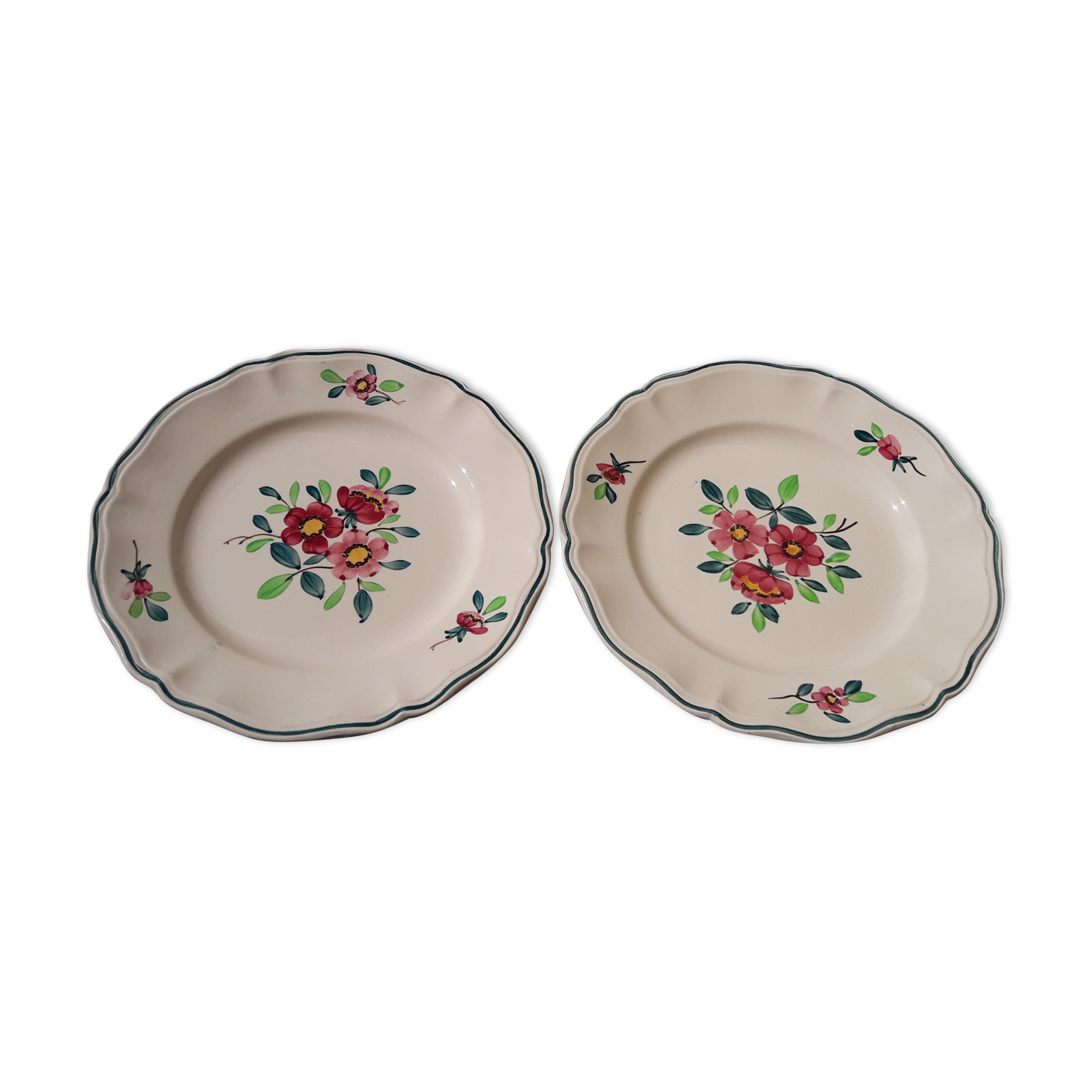 Set de 2 assiettes en faïence de Sarreguemines modèle Amazonas diam 22,5 cm