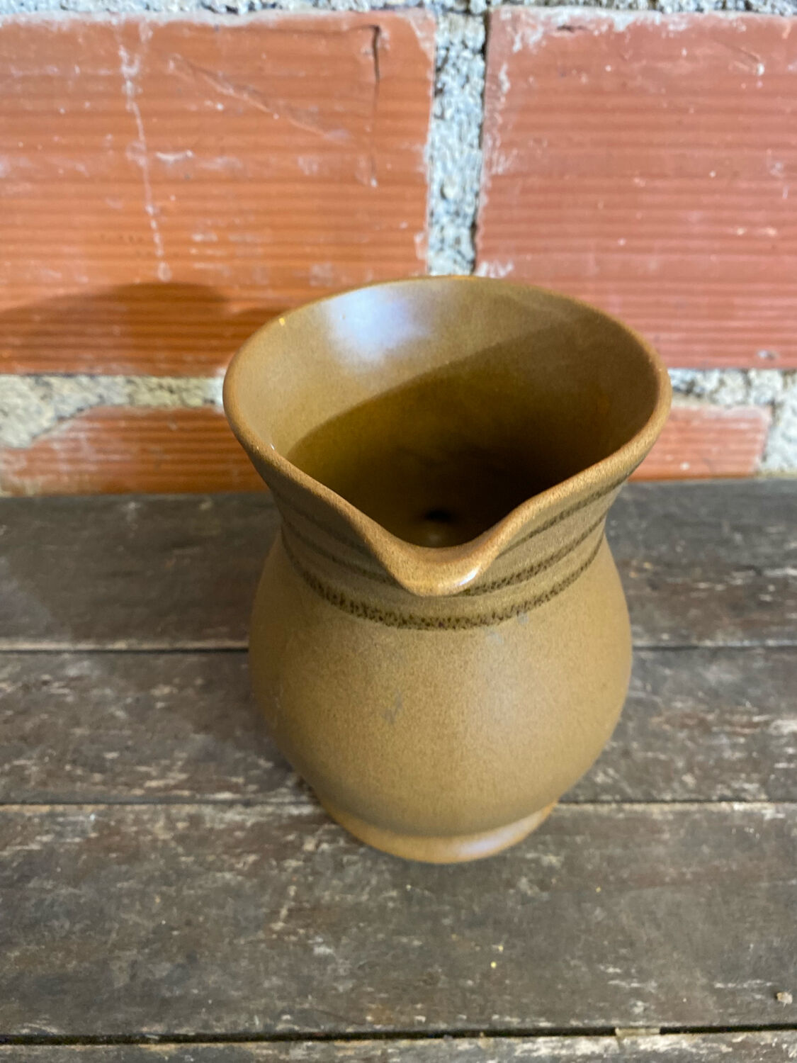 Old pichet sarreguemines beige ceramic 1970s vintage
