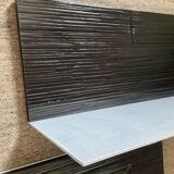 Pair of contemporary shelves in steel and stained wood