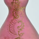 Old pair of vases glass paste enhanced with golden enamel art nouveau décor