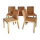 5 wooden and rattan chairs