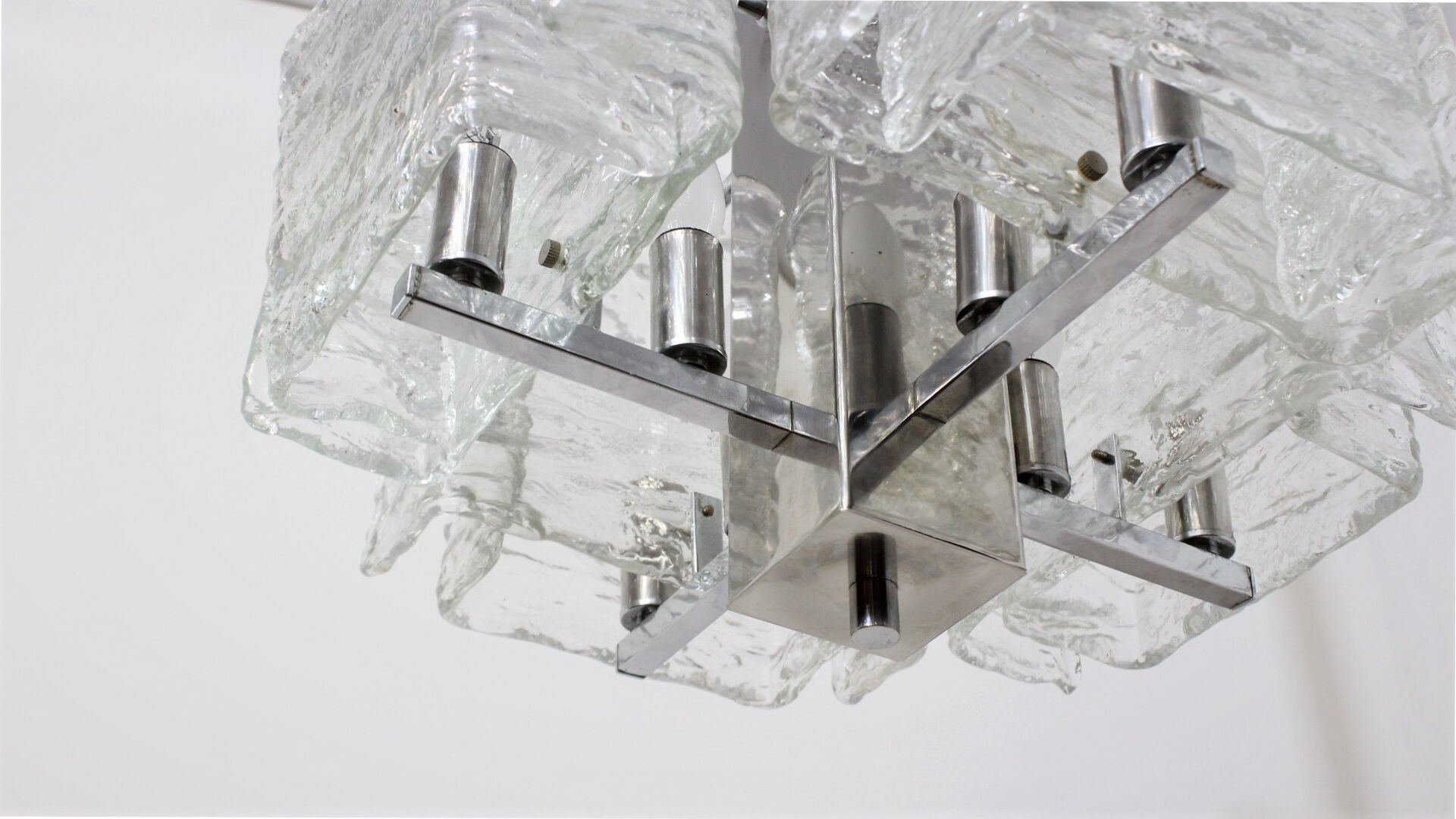 Murano glass pendant chandelier Mazzega 1970s