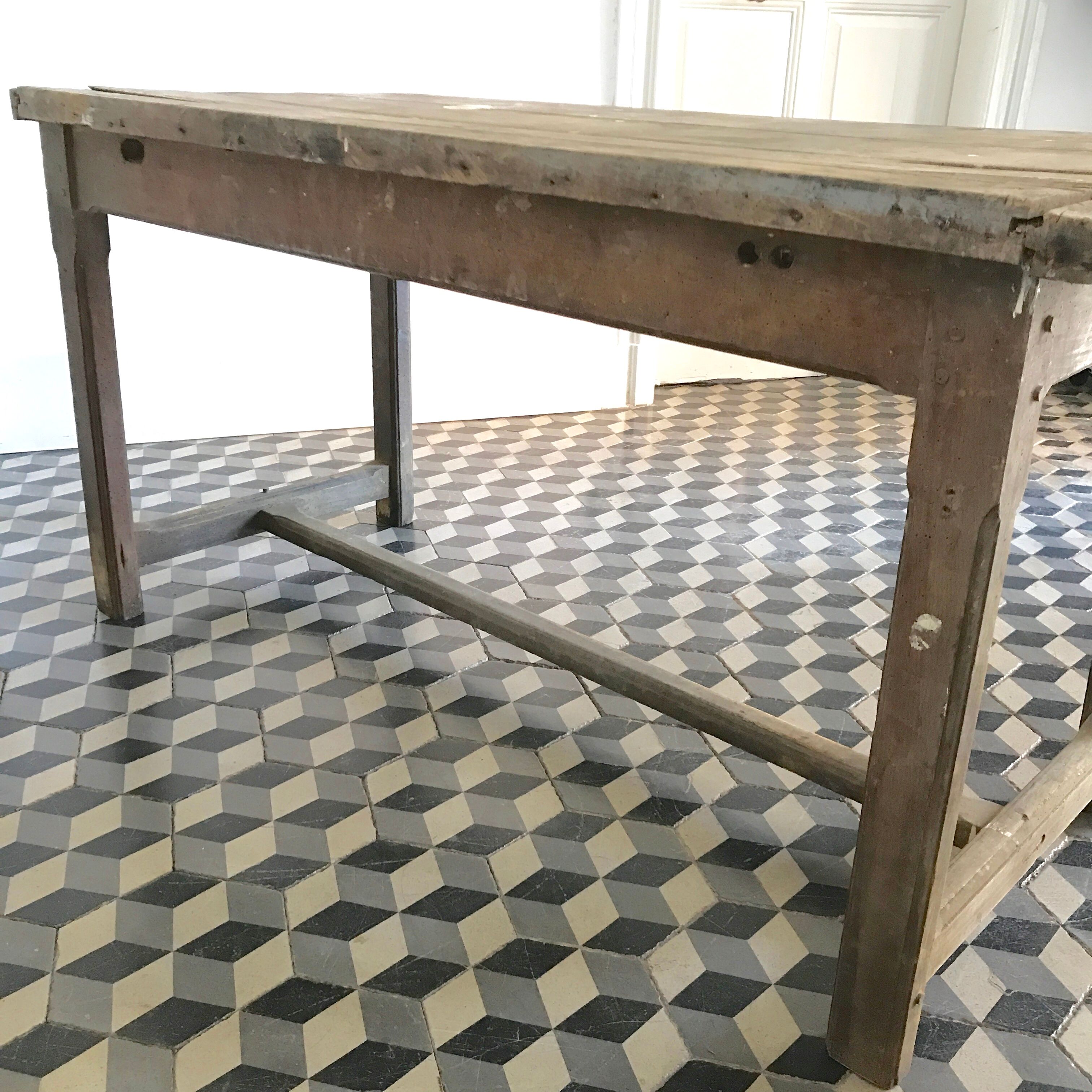 Old wooden farm table
