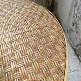 Wicker and metal coffee table from the 1950s
