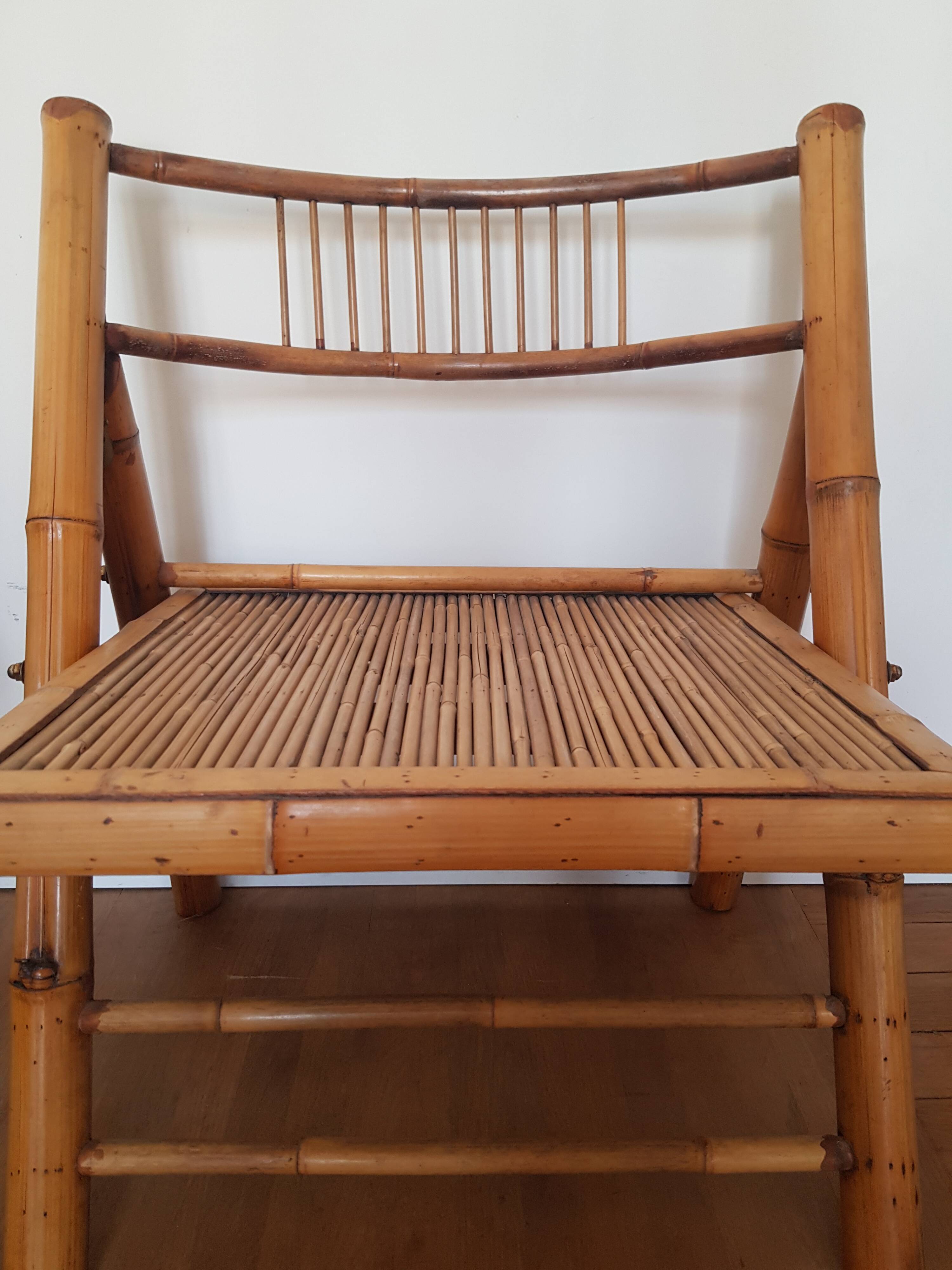 Bamboo and rattan folding chair