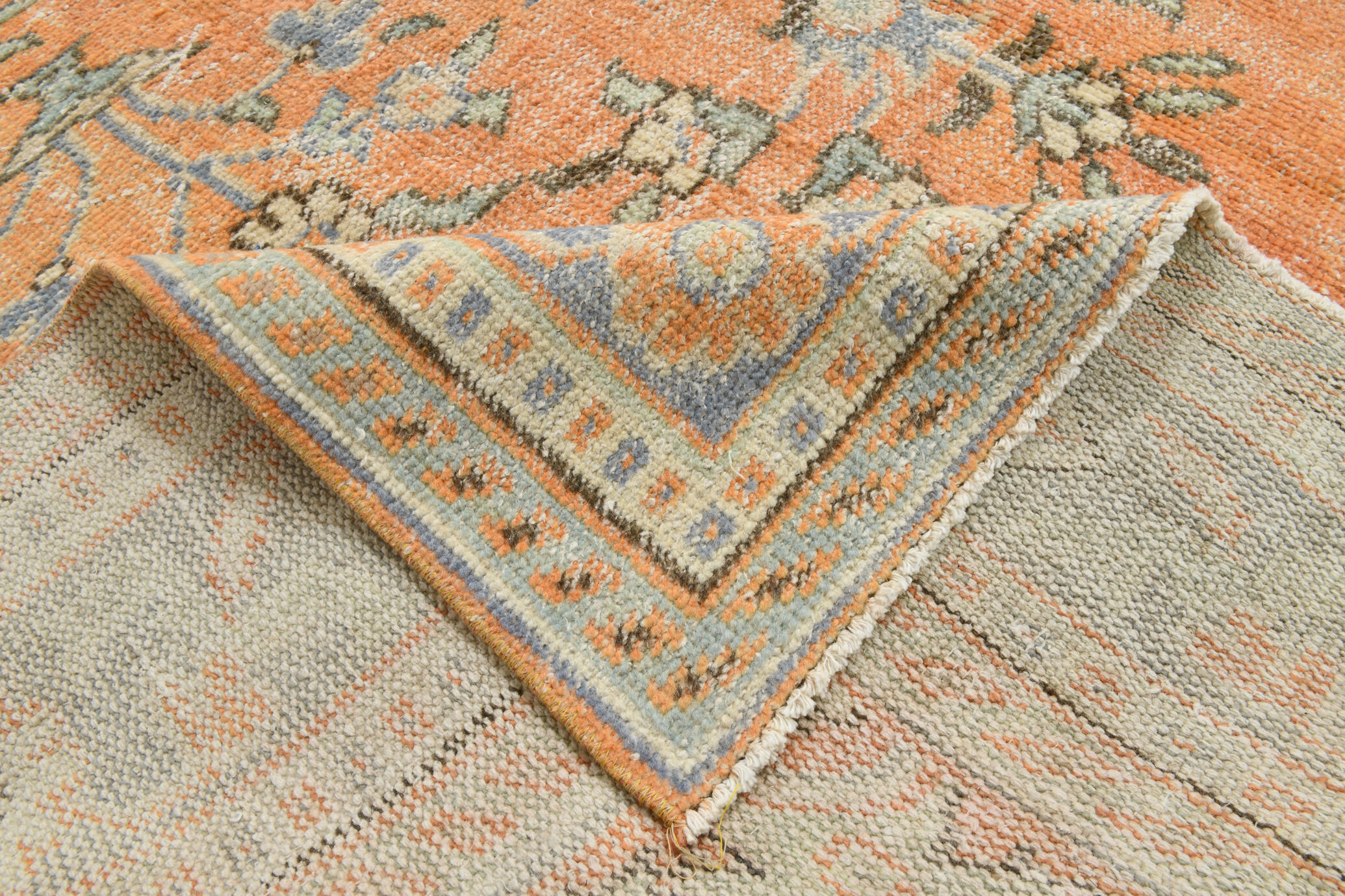 Coral orange 62s vintage rug, 226x331cm