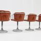 Set of 4 vintage chrome swivel dining room chairs 1970s