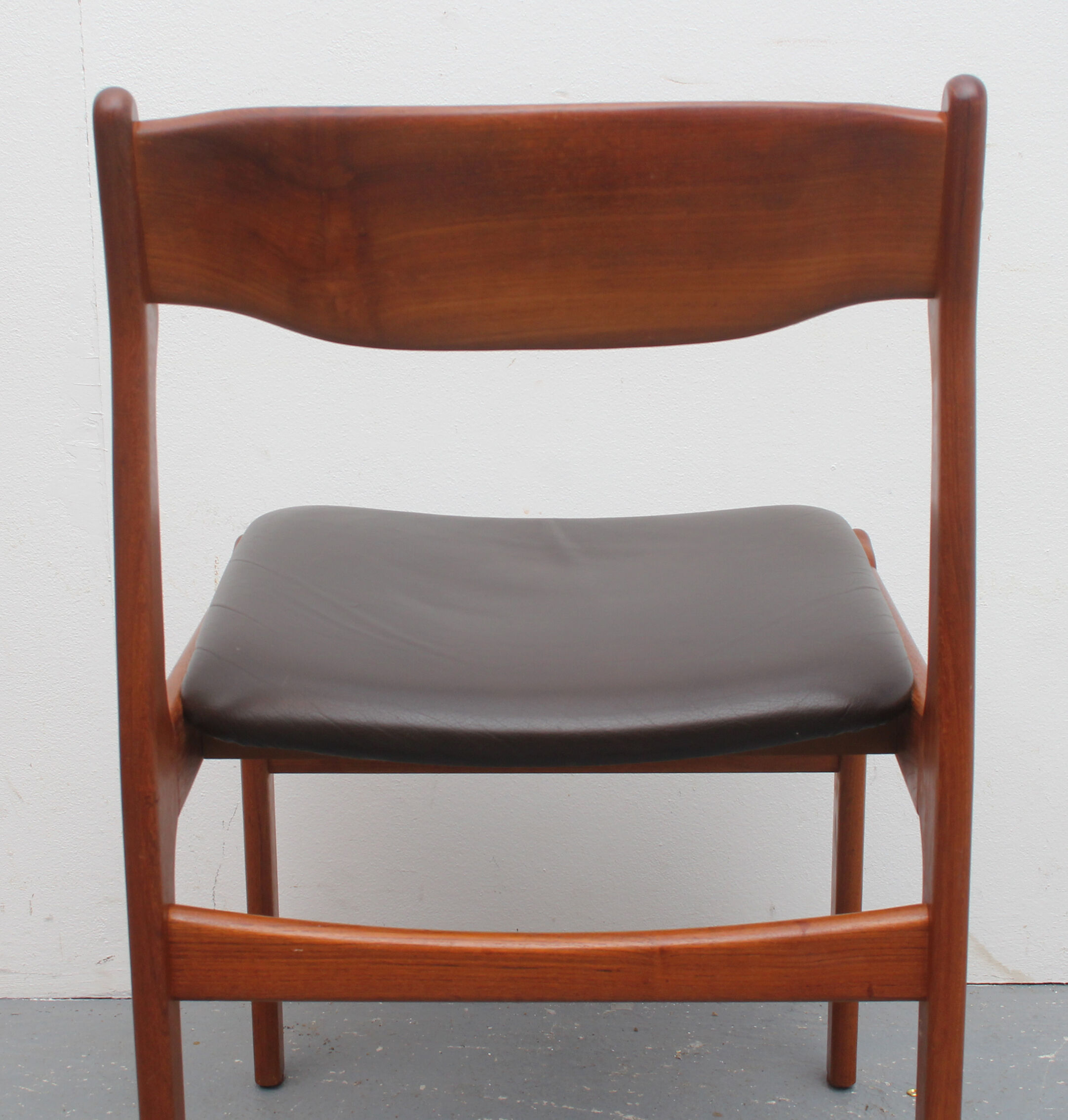 Set of 4 dining chairs 1960s teak/leather, Erik Buch