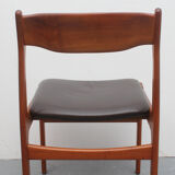 Set of 4 dining chairs 1960s teak/leather, Erik Buch