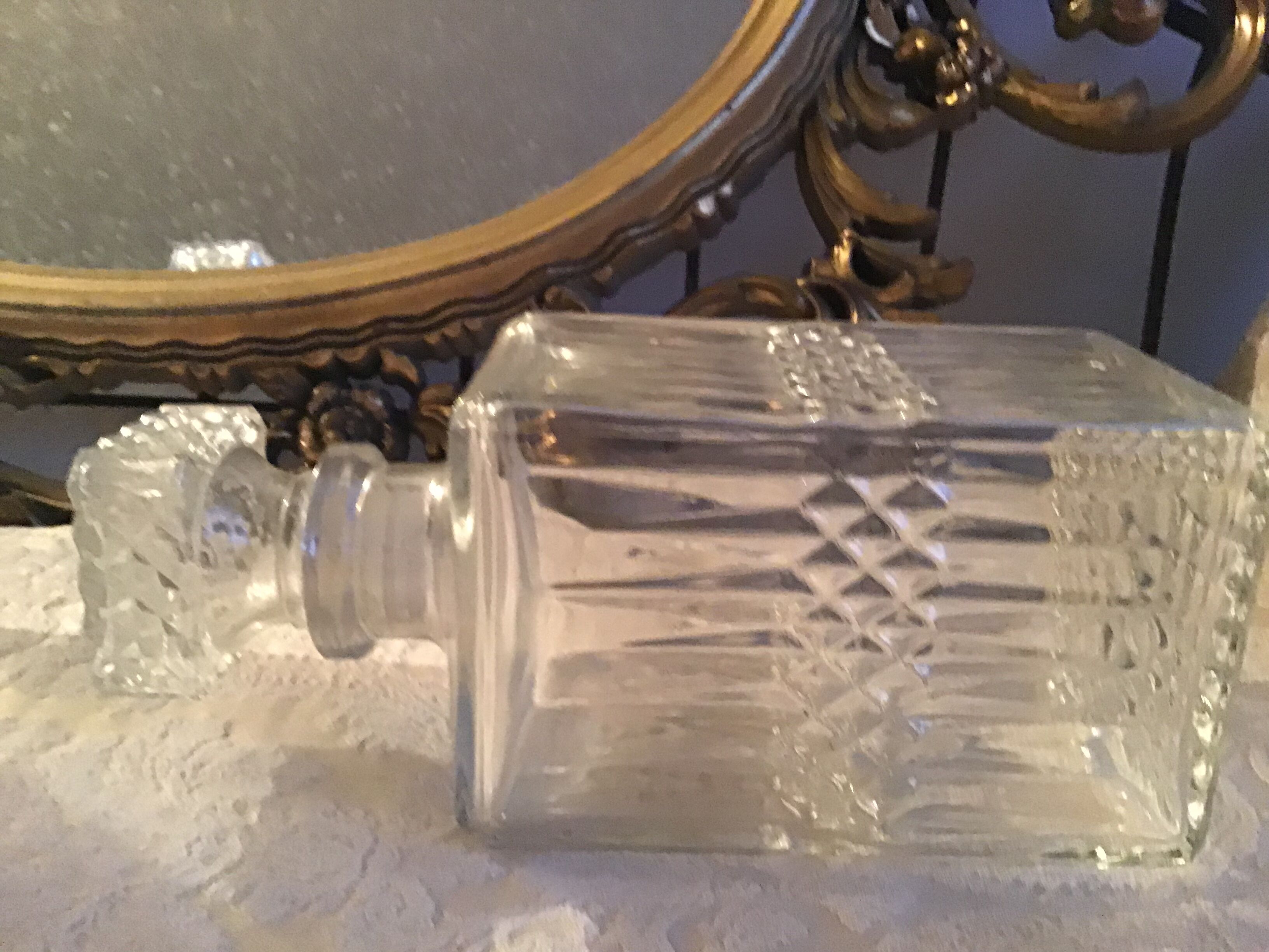 Whisky cellar pair of glass and crystal decanters