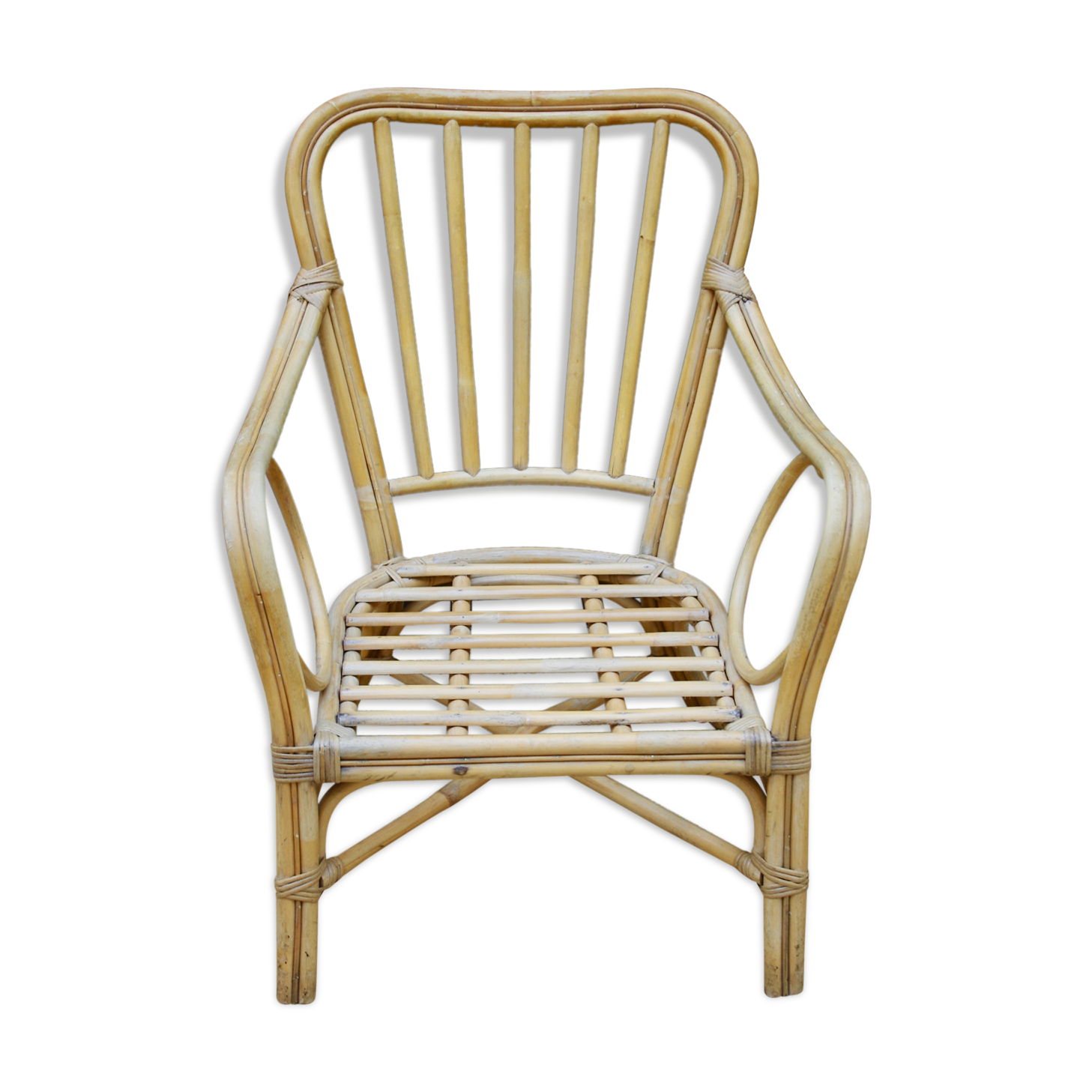 Rattan and bamboo chair adult 70s