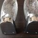 Pair of vintage 1970s-80s glass and chrome wall lights with teardrop shapes