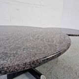 Table basse pivotante en granite et bois, années 80