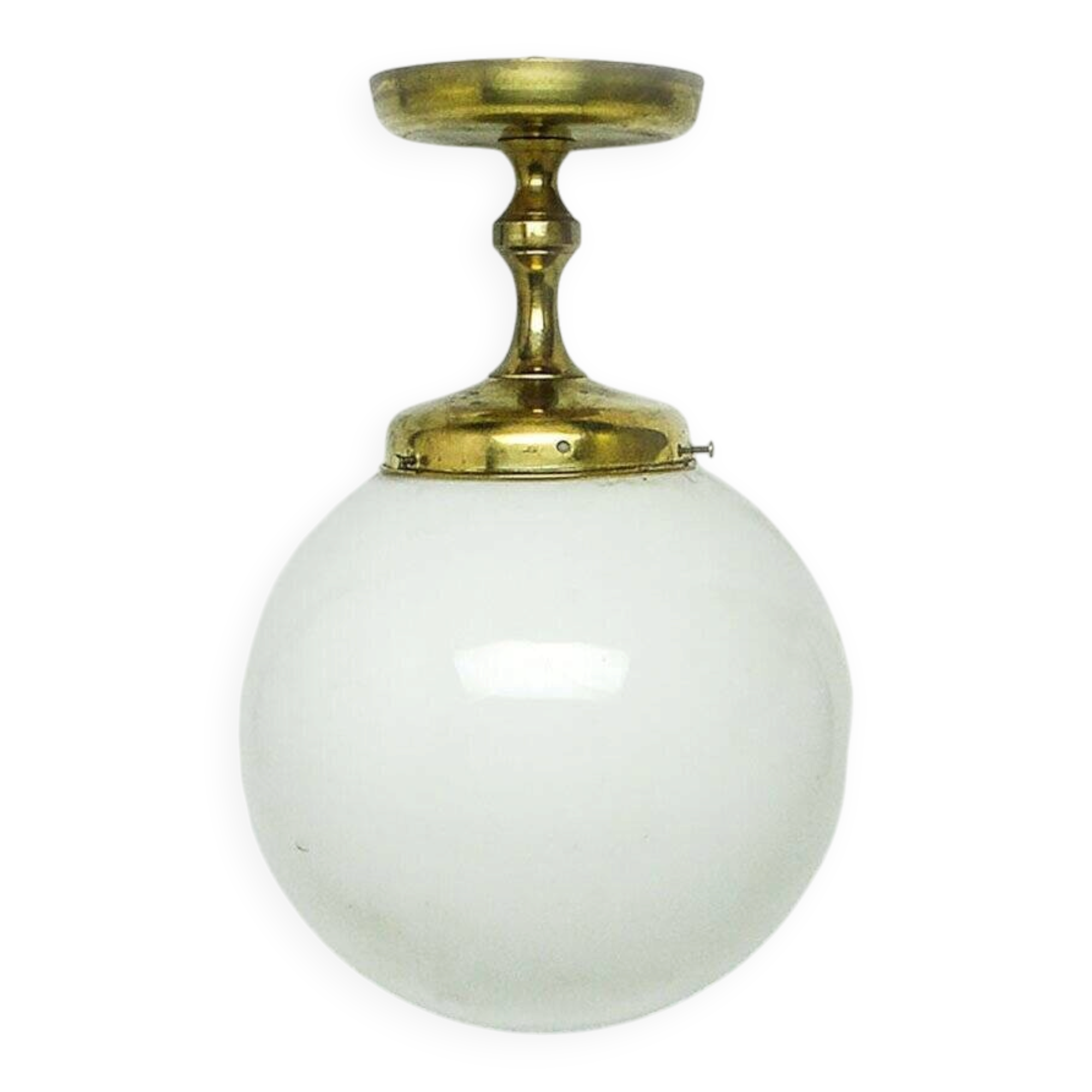 Brass and glass pendant lamp, Poland, 1950s