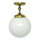 Brass and glass pendant lamp, Poland, 1950s