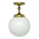 Brass and glass pendant lamp, Poland, 1950s