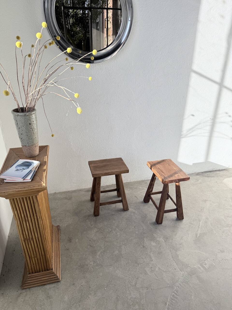 Pair of oak stools from the 1960s.