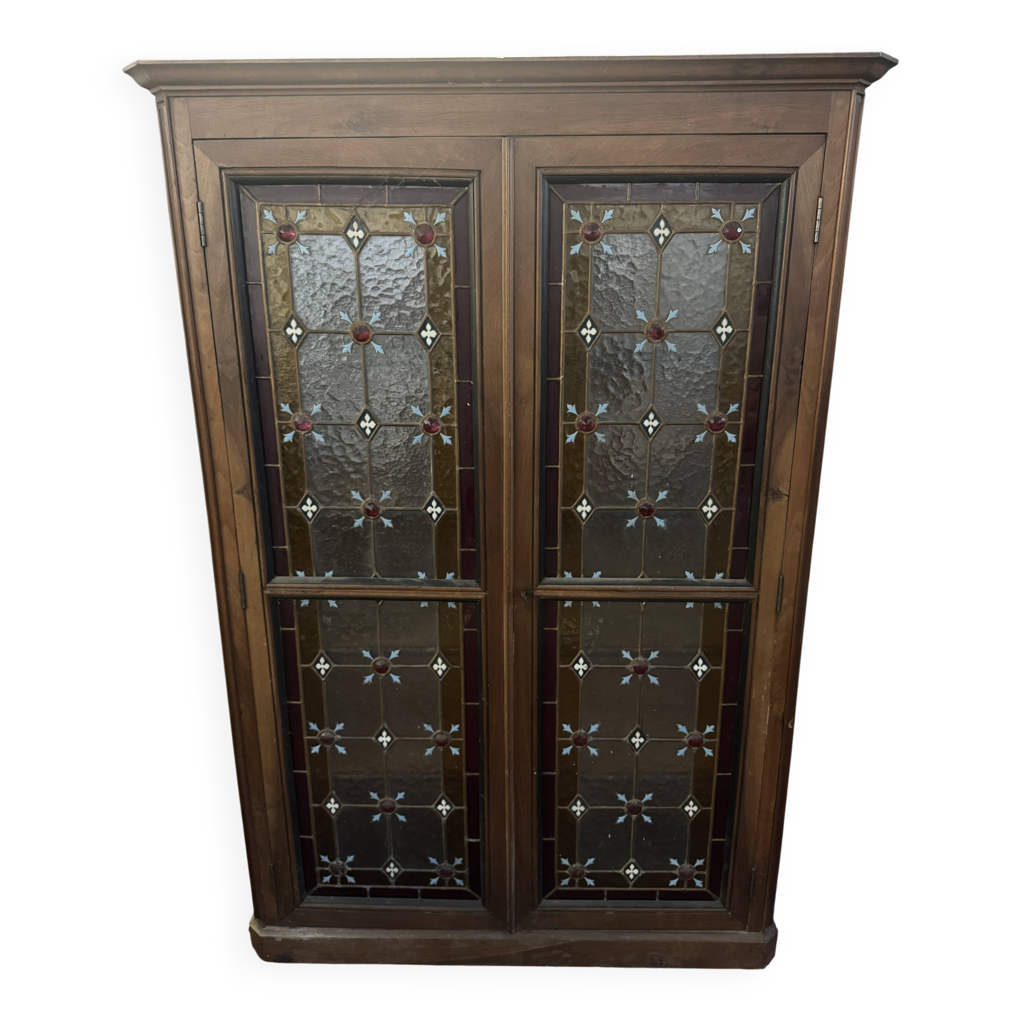 Antique presbytery display case – stained glass windows, religious inspiration