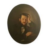 Oil on canvas noble portrait frame mounted key