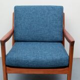 1960s armchair + ottomane teak, Ole Wanscher for Cado
