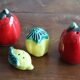 Set of glazed ceramic salt and pepper shakers – Fruits & vegetables