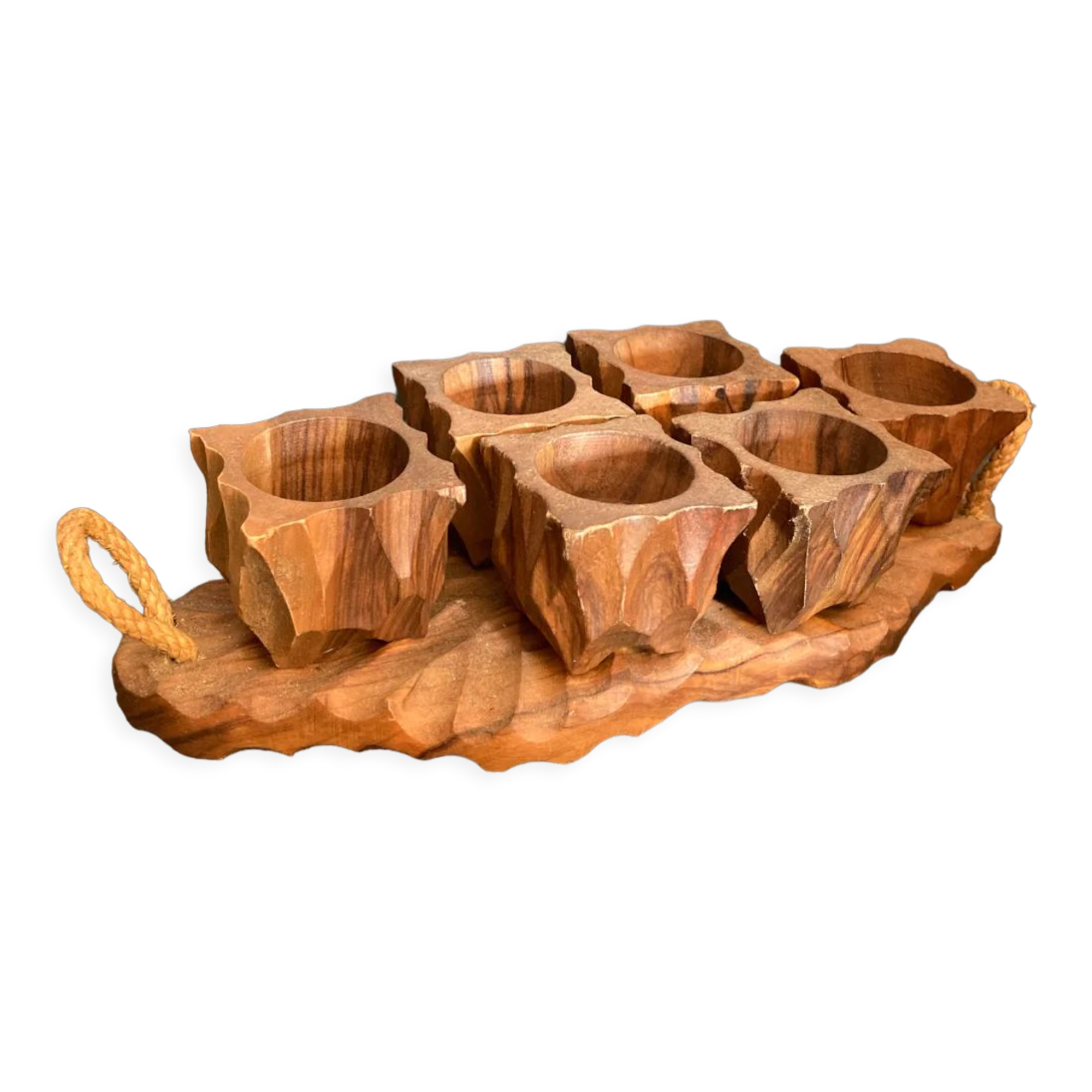 Wooden egg cups service