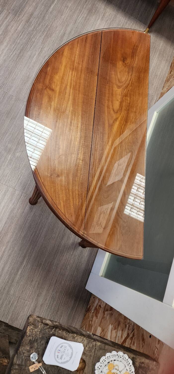 Half-moon console with glass top