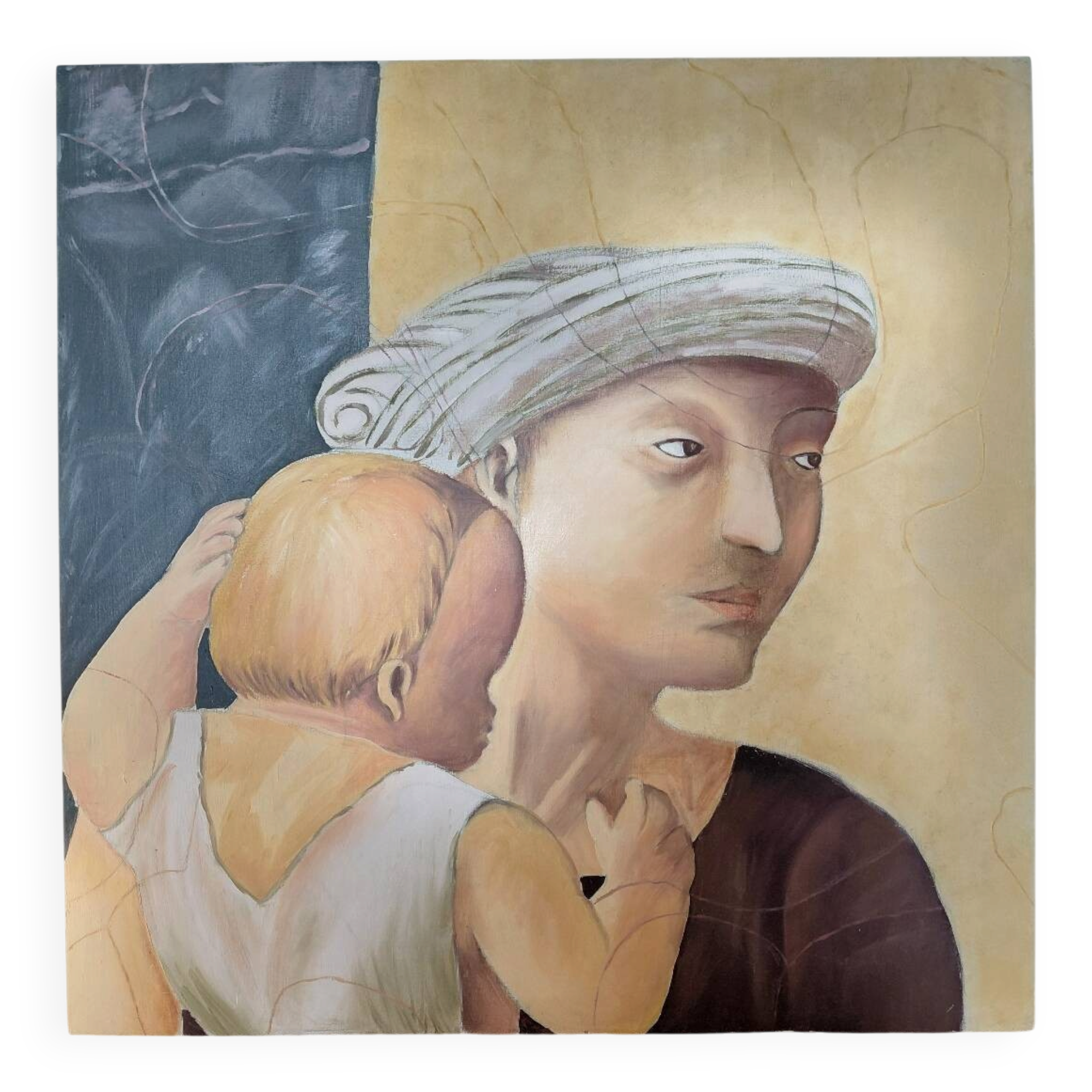 Grand Tableau Tempera (90x90) - Detail of Masaccio - signed F. Leblon