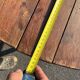 Antique rustic round wooden table 121cm, straight base