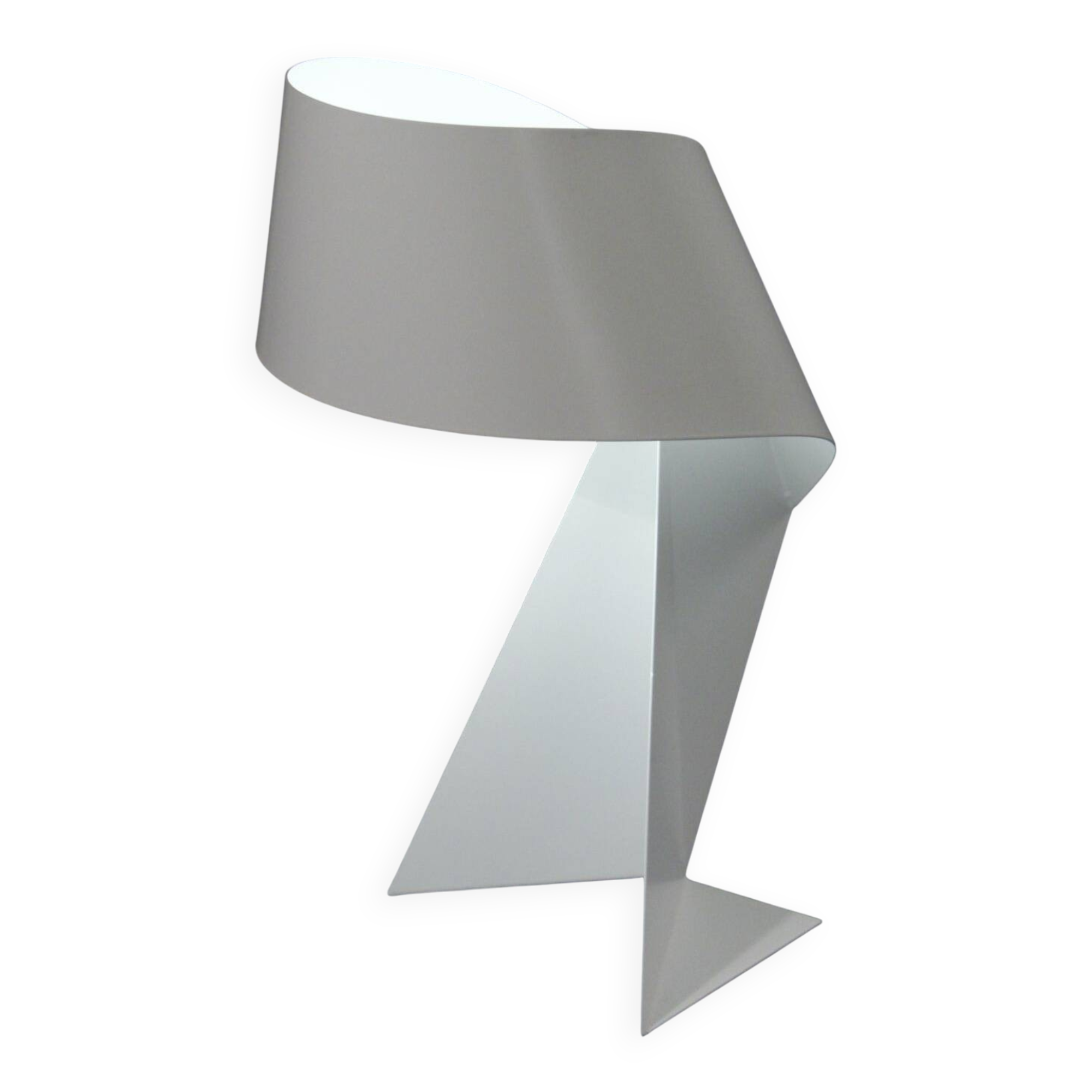 Vintage lamp "Ribbon" folded metal lacquered white design by Claire Norcross & Habi