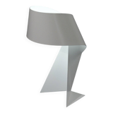 Vintage lamp "Ribbon" folded metal lacquered white design by Claire Norcross & Habi