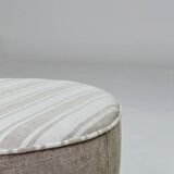 Vintage pouf with stripes, ottoman style , footrest for armchair