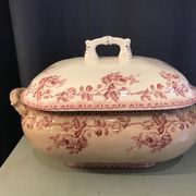 Tureen in faience choisy the king nineteenth floral decoration of roses
