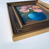 Huile sur panneau bouquet de fleurs encadrée et signée