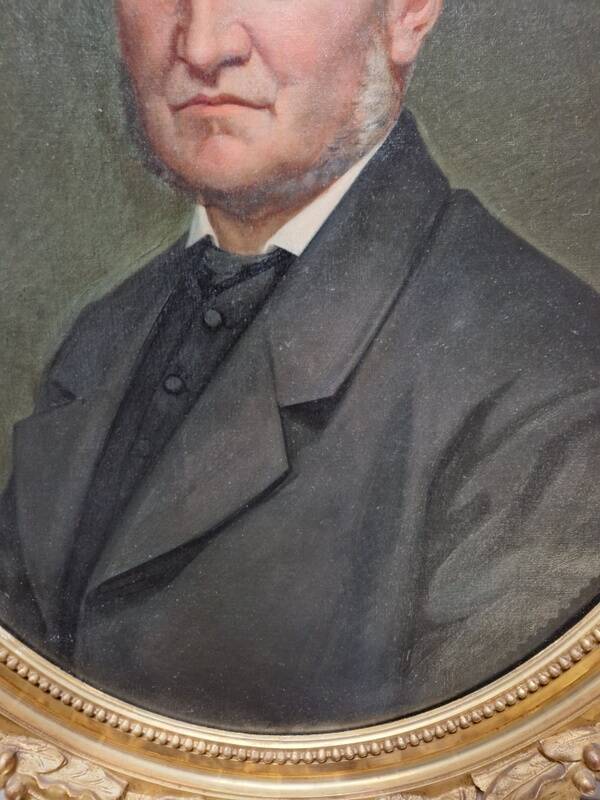 Charles Gislain (1826-1904) - Huile sur toile ovale - Portrait d'Homme 1887