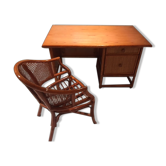Bureau et fauteuil rotin par Maugrion pour Roche Bobois