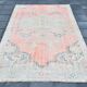 5x8 Turkish Vintage Oushak Rug, Coral Pink Area Rug For Bedroom, 147x241 Cm
